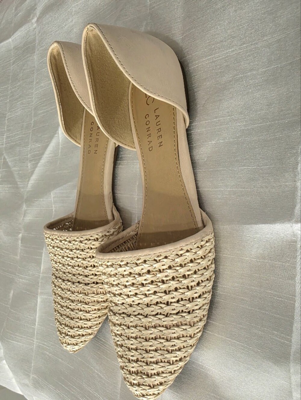 LC Lauren Conrad Women's Beige Woven D'Orsay Flats